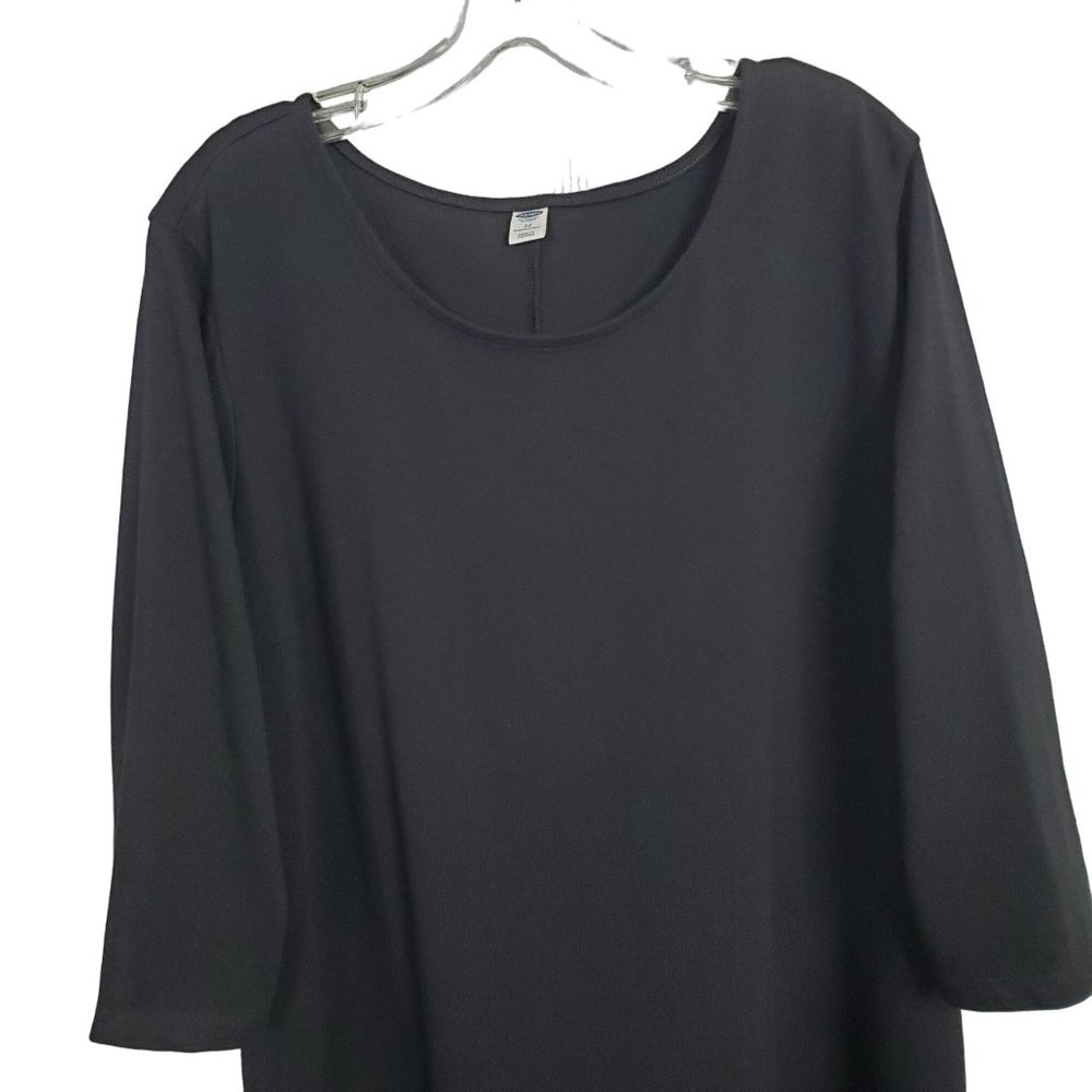 Old Navy NWT Sz 2X Plus Dress Ponte Knit 3/4 Sleeve Scoop Midi Minimalist Black - Picture 5 of 13